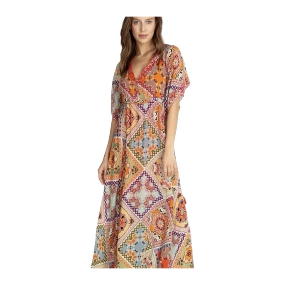 Johnny Was Jade Thalia 100% Silk Maxi Dress Women's Small Bohemian MSRP $470